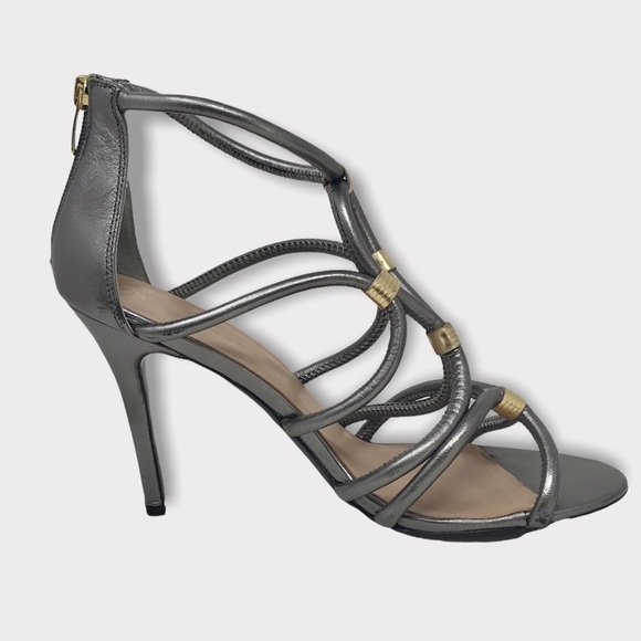 Trina Turk Shoes - Trina Turk Leather Caged Sandals Silver & Gold Gladiator Strappy Design